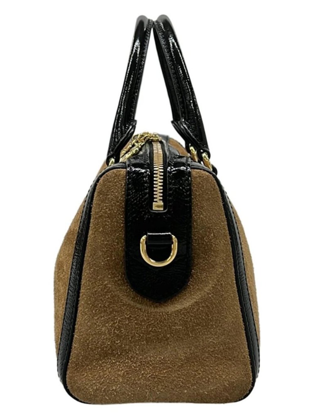 GUCCI Ophidia Medium Top Handle Bag 524532 Brown Black Multi Suede Cotton - - Picture 4 of 15